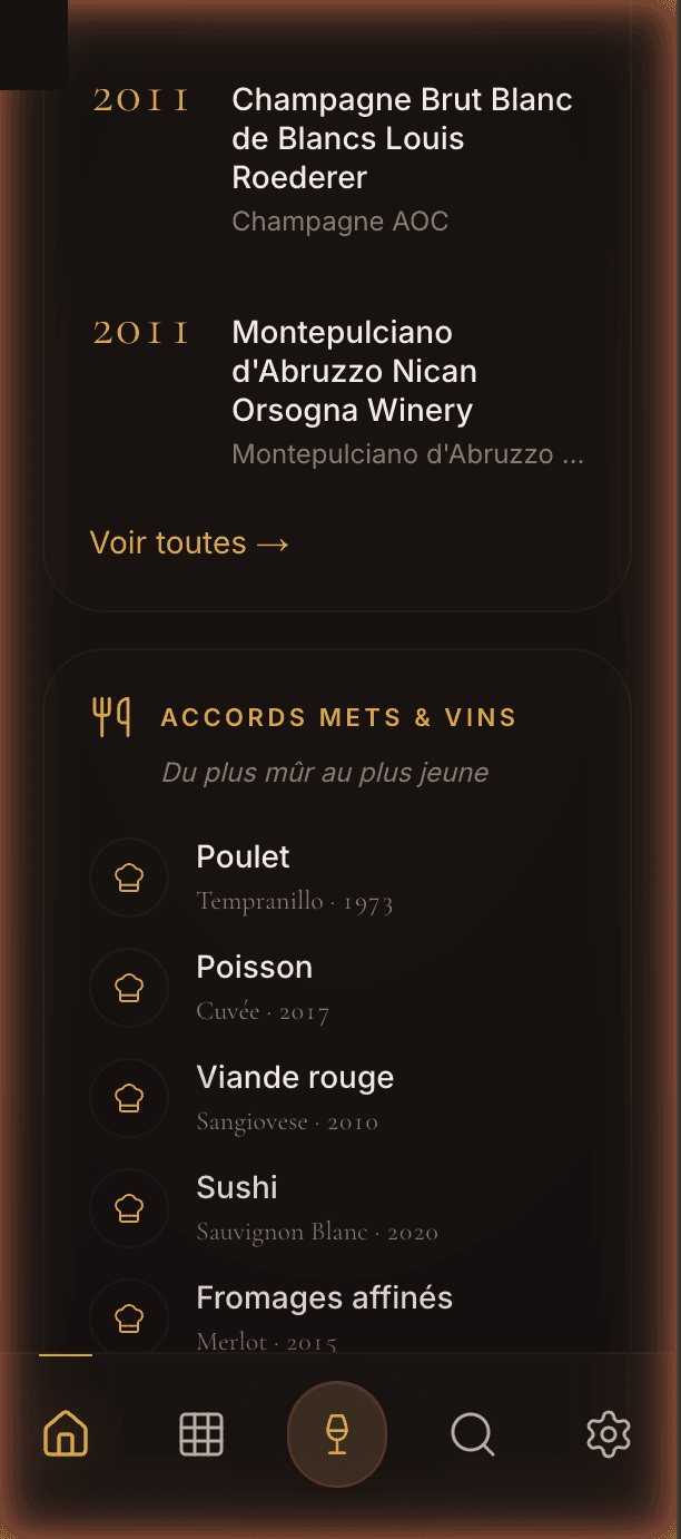 Scan de la carte des vins, accord avec le plat